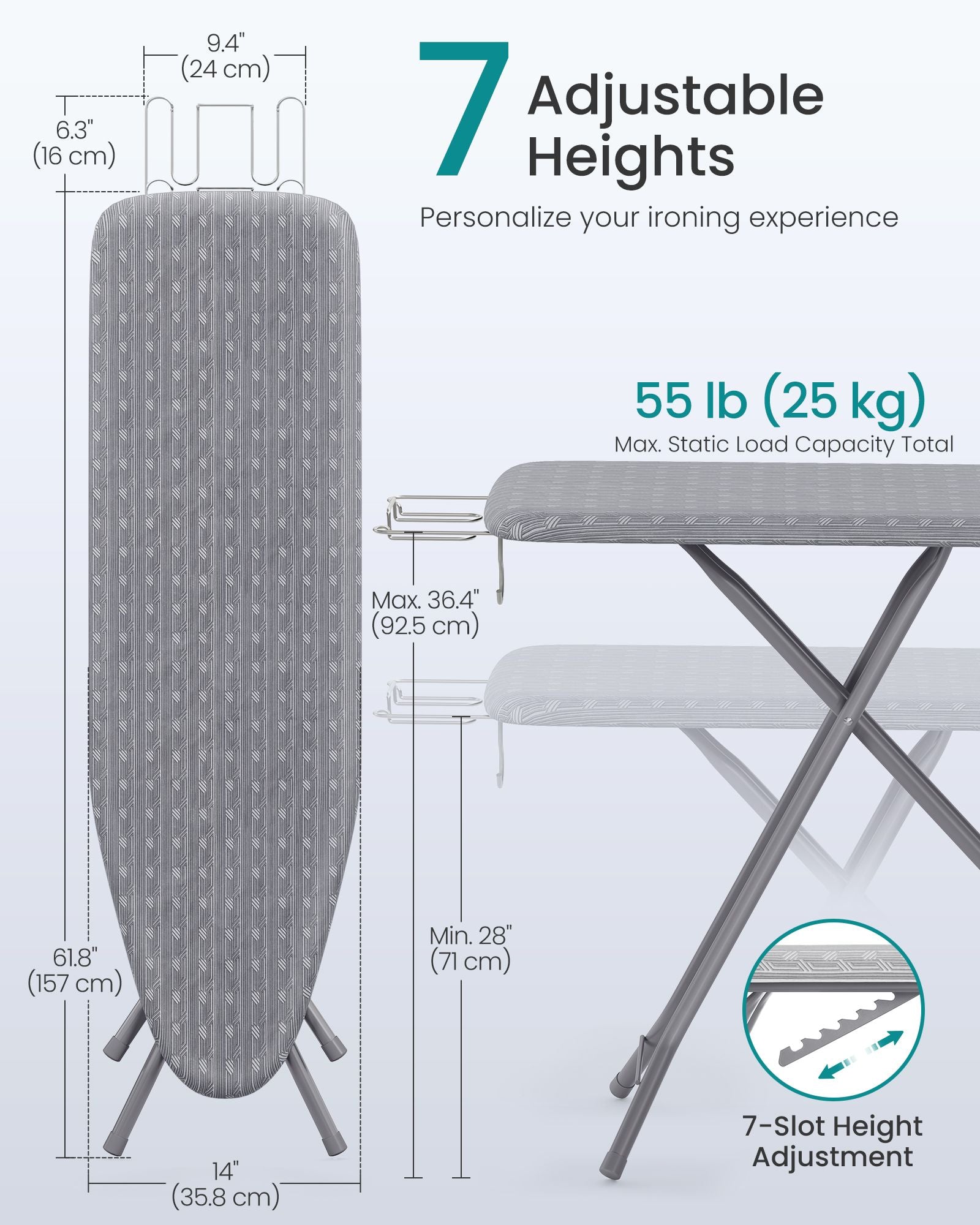 Ironing Board, Foldable Iron Board, Height Adjustable - image 16