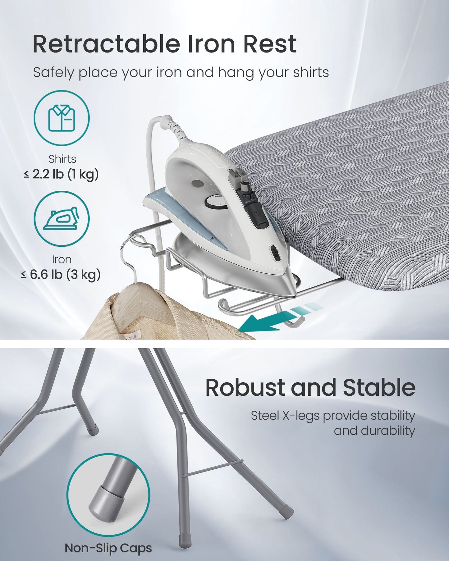 Ironing Board, Foldable Iron Board, Height Adjustable - image 17