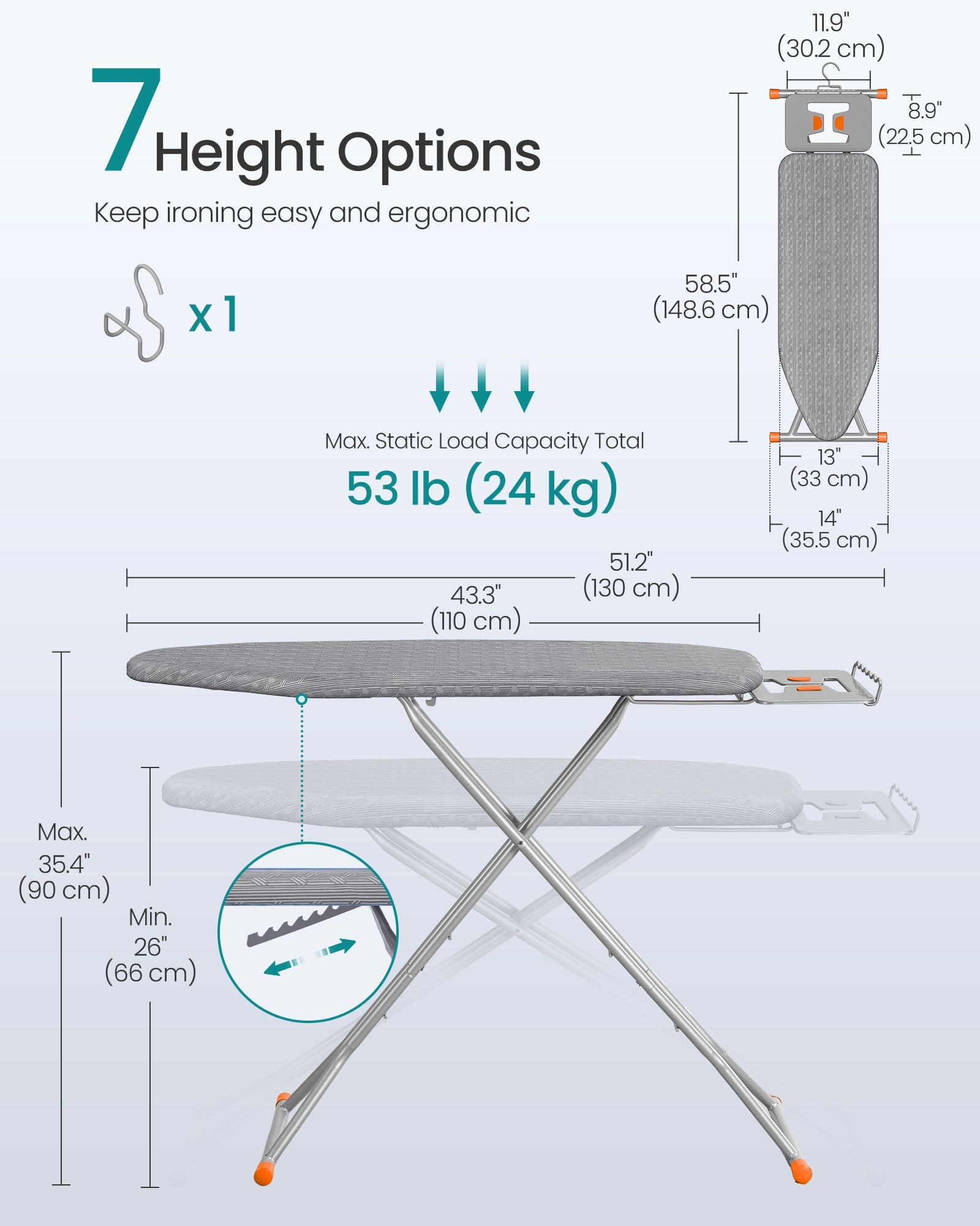 Ironing Board, Foldable Iron Board, Height Adjustable - image 10
