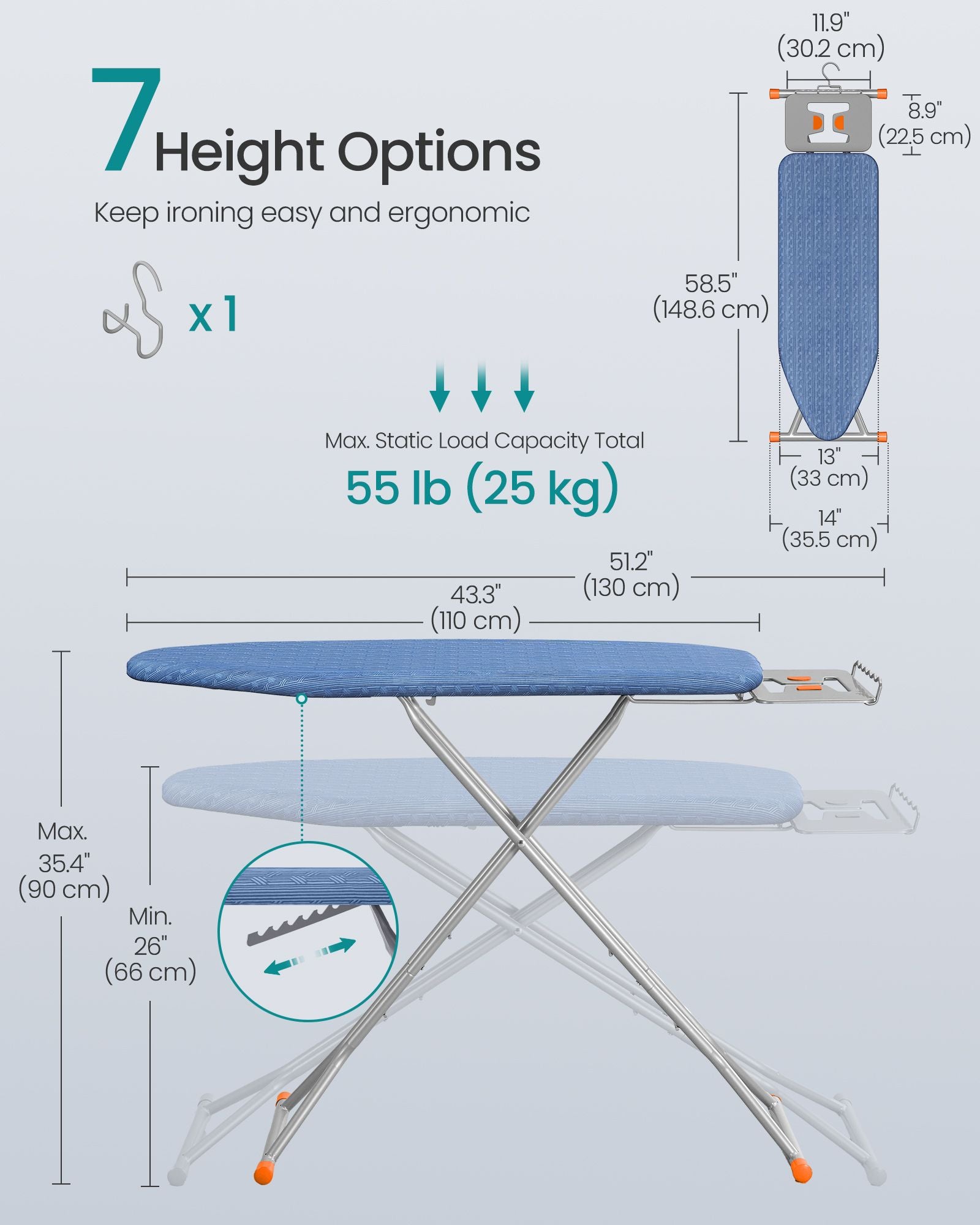 Ironing Board, Foldable Iron Board, Height Adjustable - image 13