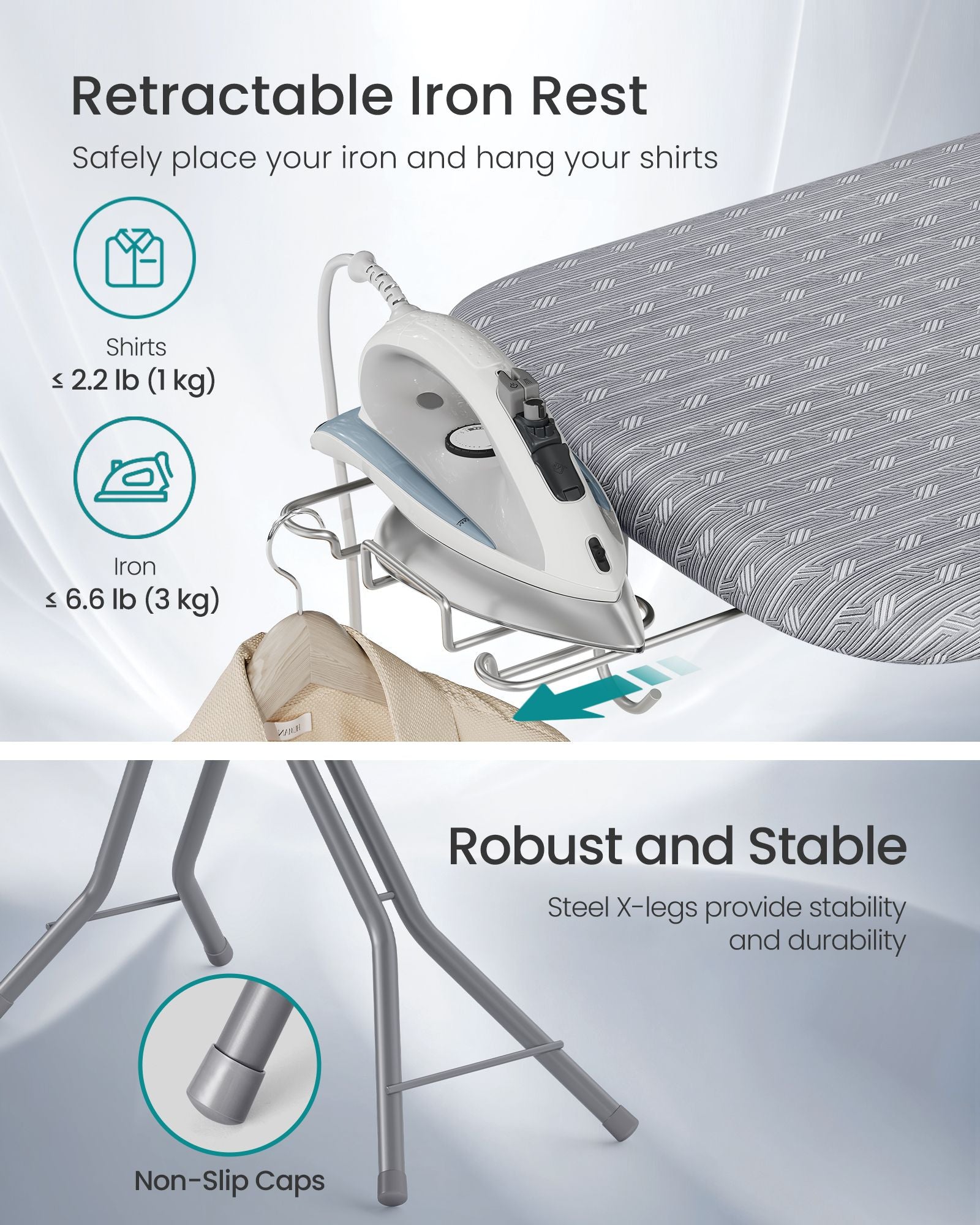 Ironing Board, Foldable Iron Board, Height Adjustable - image 21