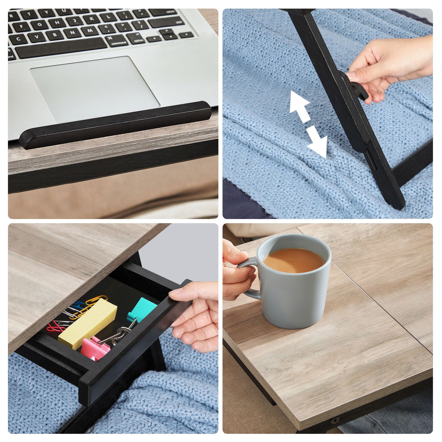 Laptop Desk for Bed or Sofa with Adjustable Tilting Top - HWLEXTRA 