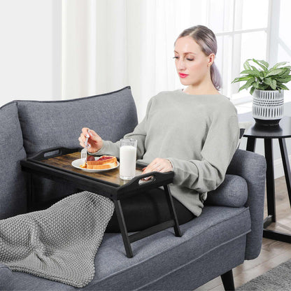 Black Breakfast Tray with Folding Legs for Bed - image 2