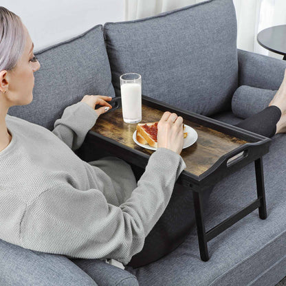 Black Breakfast Tray with Folding Legs for Bed - image 3