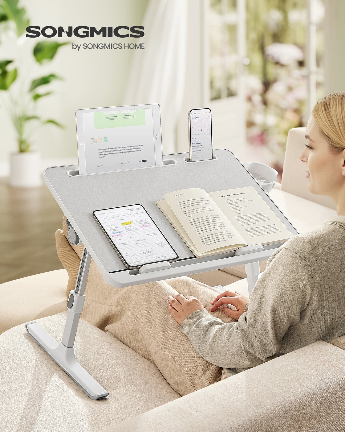 Foldable bed laptop desk with adjustable tilt and cup holder - image 9