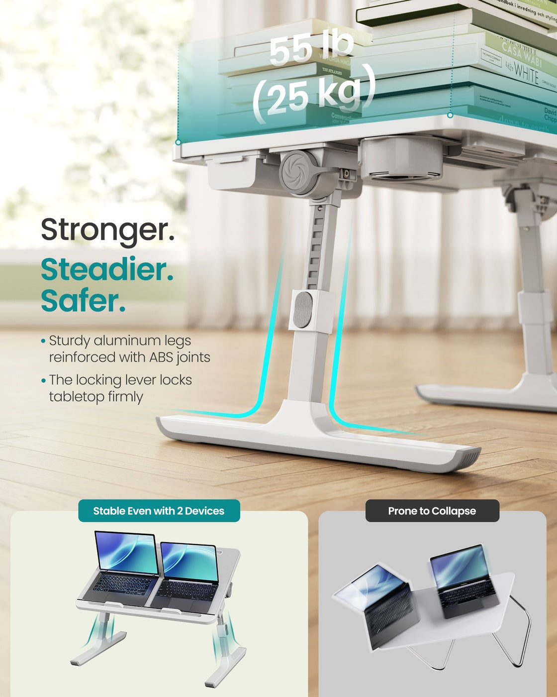 Foldable bed laptop desk with adjustable tilt and cup holder - image 10