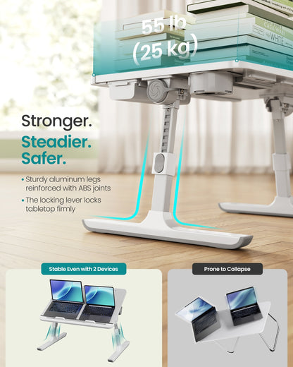 Foldable bed laptop desk with adjustable tilt and cup holder - image 10