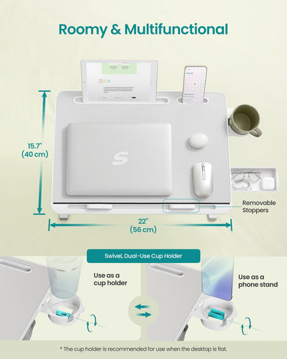 Foldable bed laptop desk with adjustable tilt and cup holder - image 14