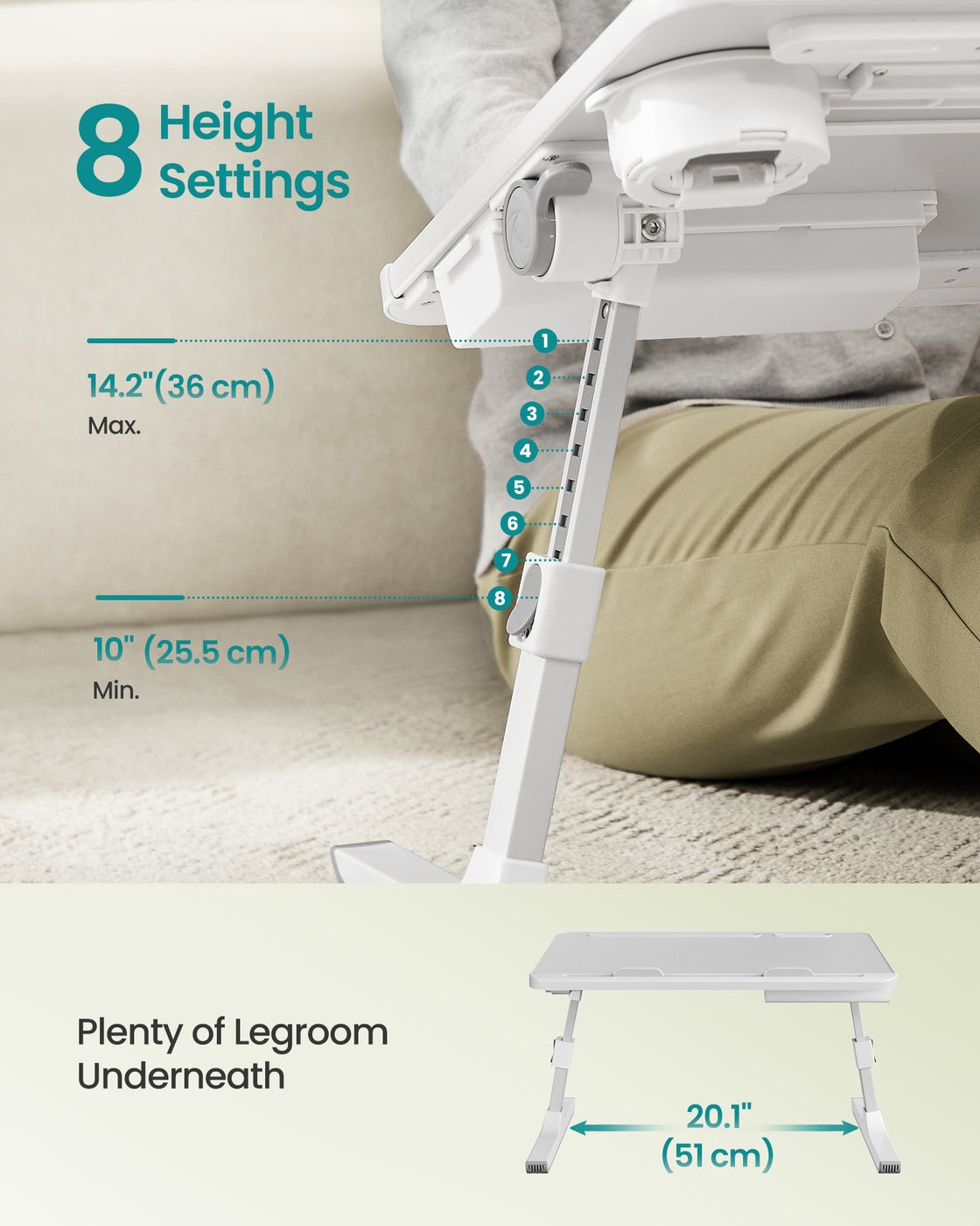 Foldable bed laptop desk with adjustable tilt and cup holder - image 12