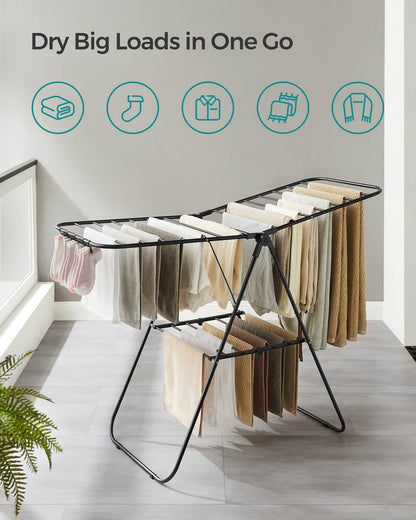 Clothes Drying Rack with Sock Clips - HWLEXTRA 