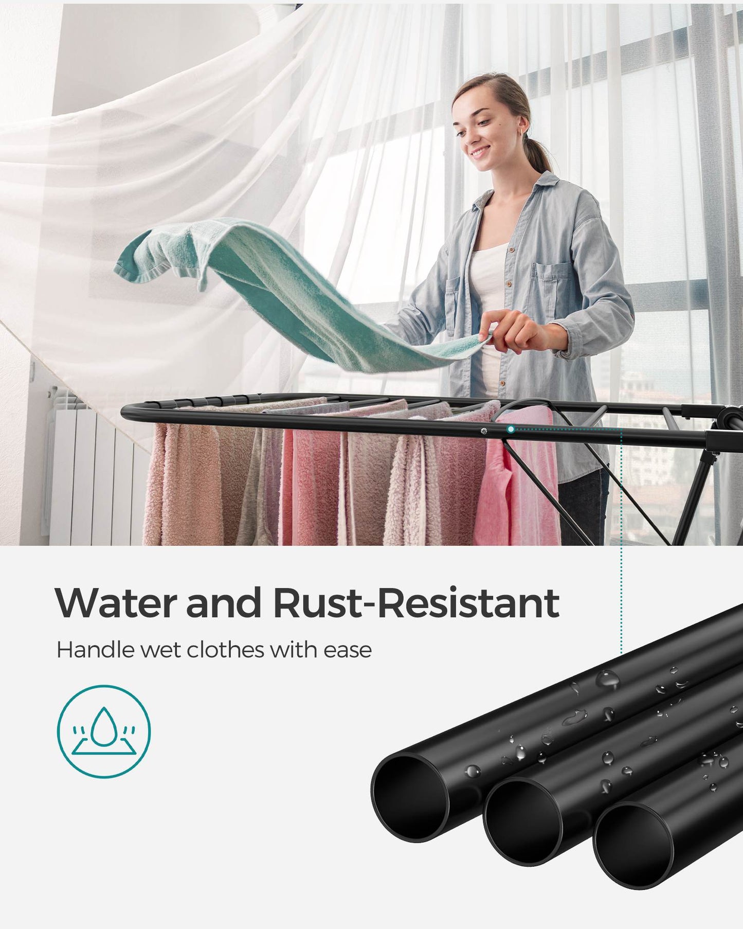 Clothes Drying Rack with Sock Clips - HWLEXTRA 