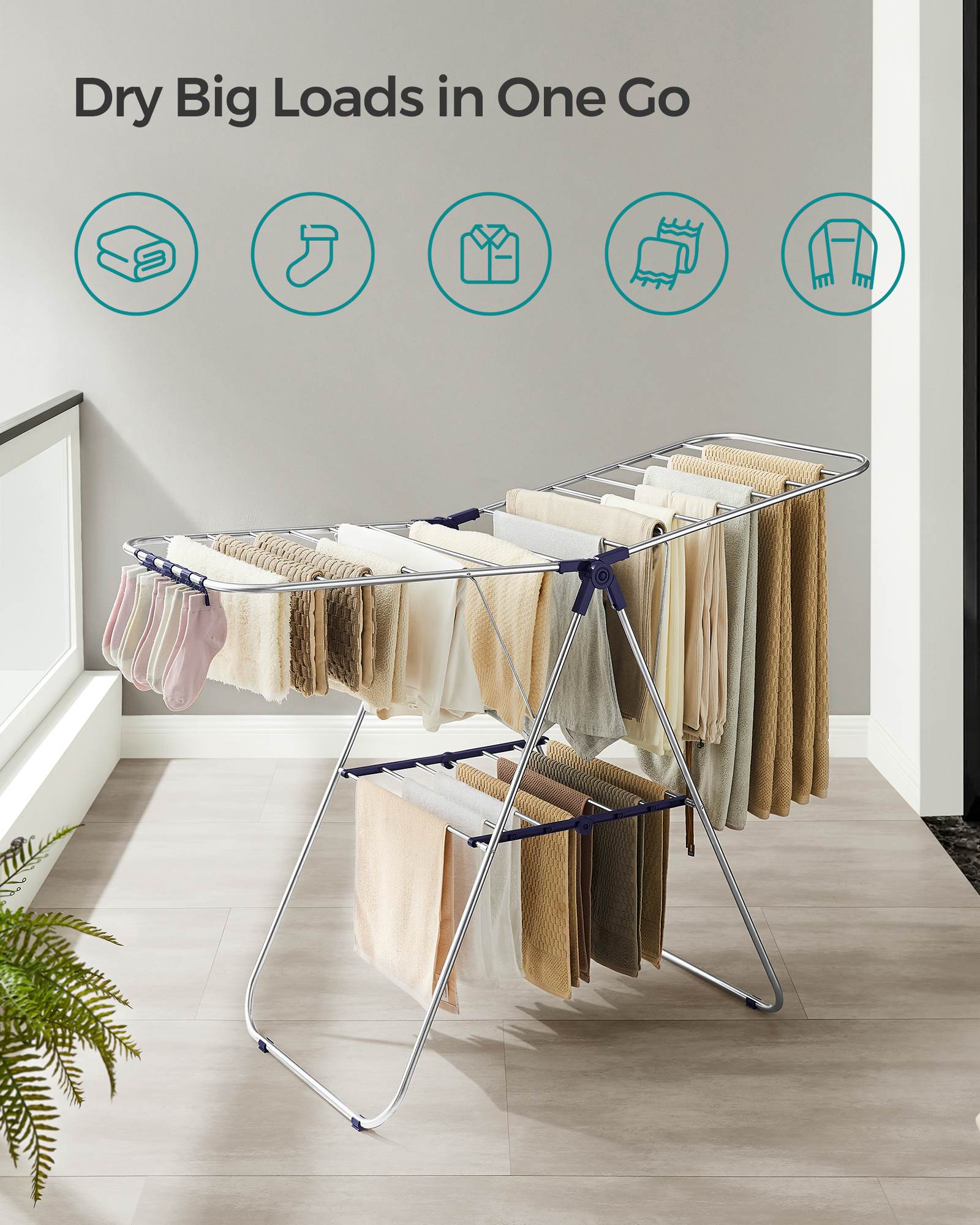 Clothes Drying Rack with Bonus Sock Clips - HWLEXTRA 