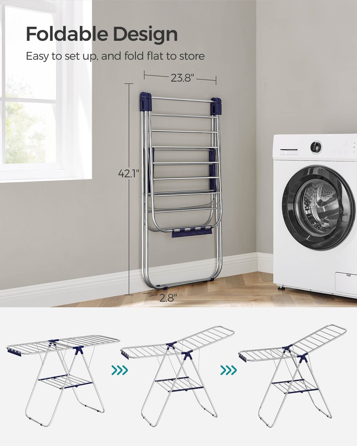 Clothes Drying Rack with Bonus Sock Clips - HWLEXTRA 