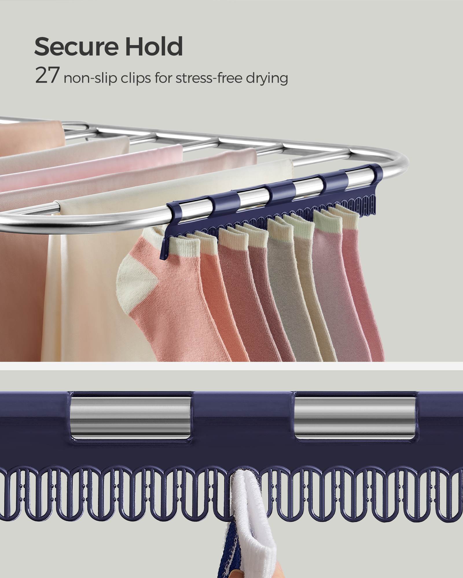 Clothes Drying Rack with Bonus Sock Clips - HWLEXTRA 