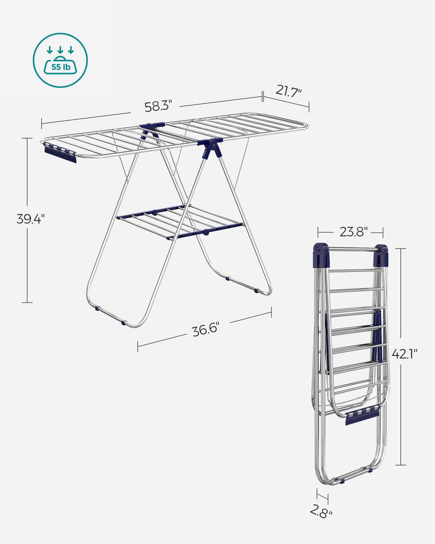 Clothes Drying Rack with Bonus Sock Clips - HWLEXTRA 