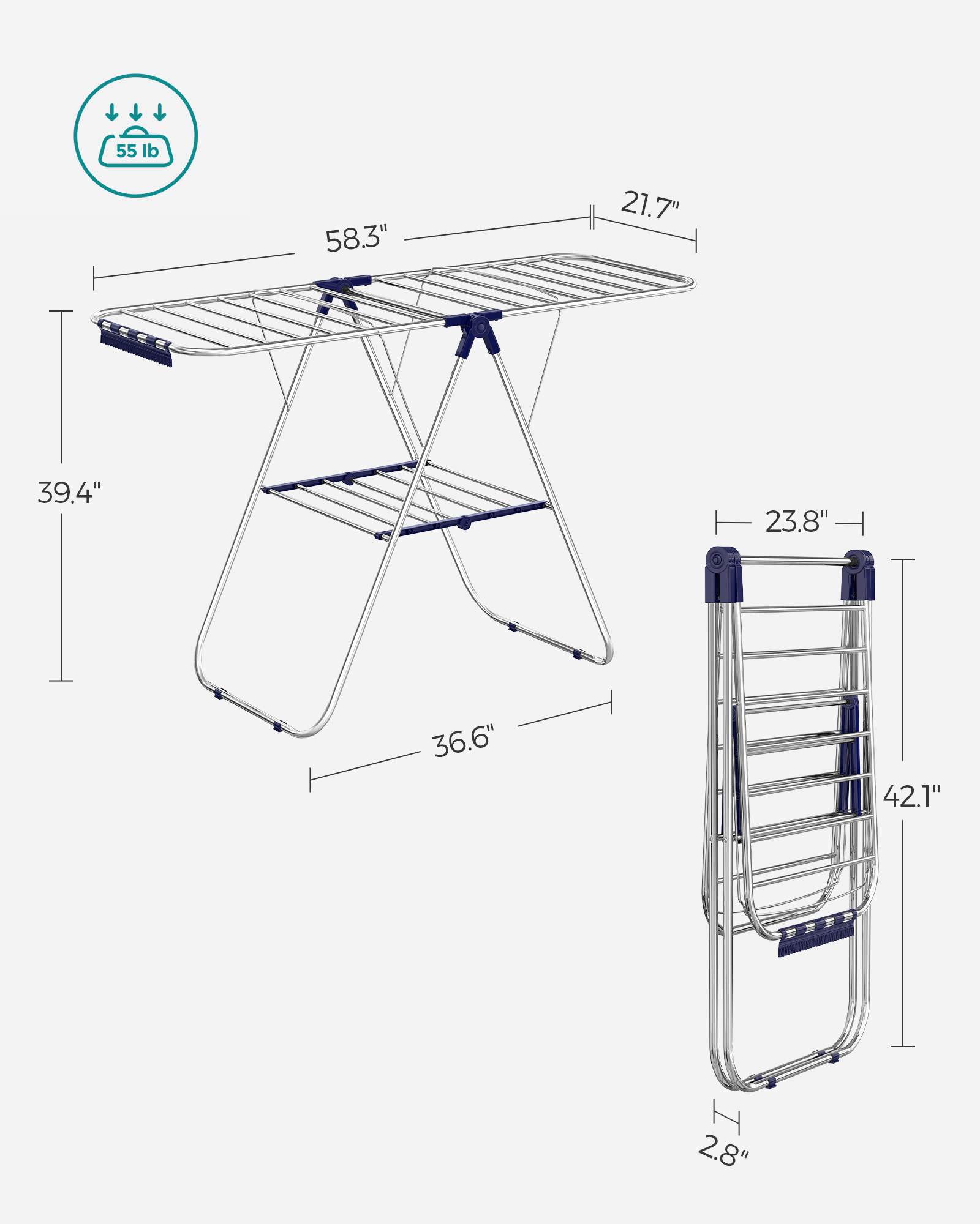 Clothes Drying Rack with Bonus Sock Clips - HWLEXTRA 