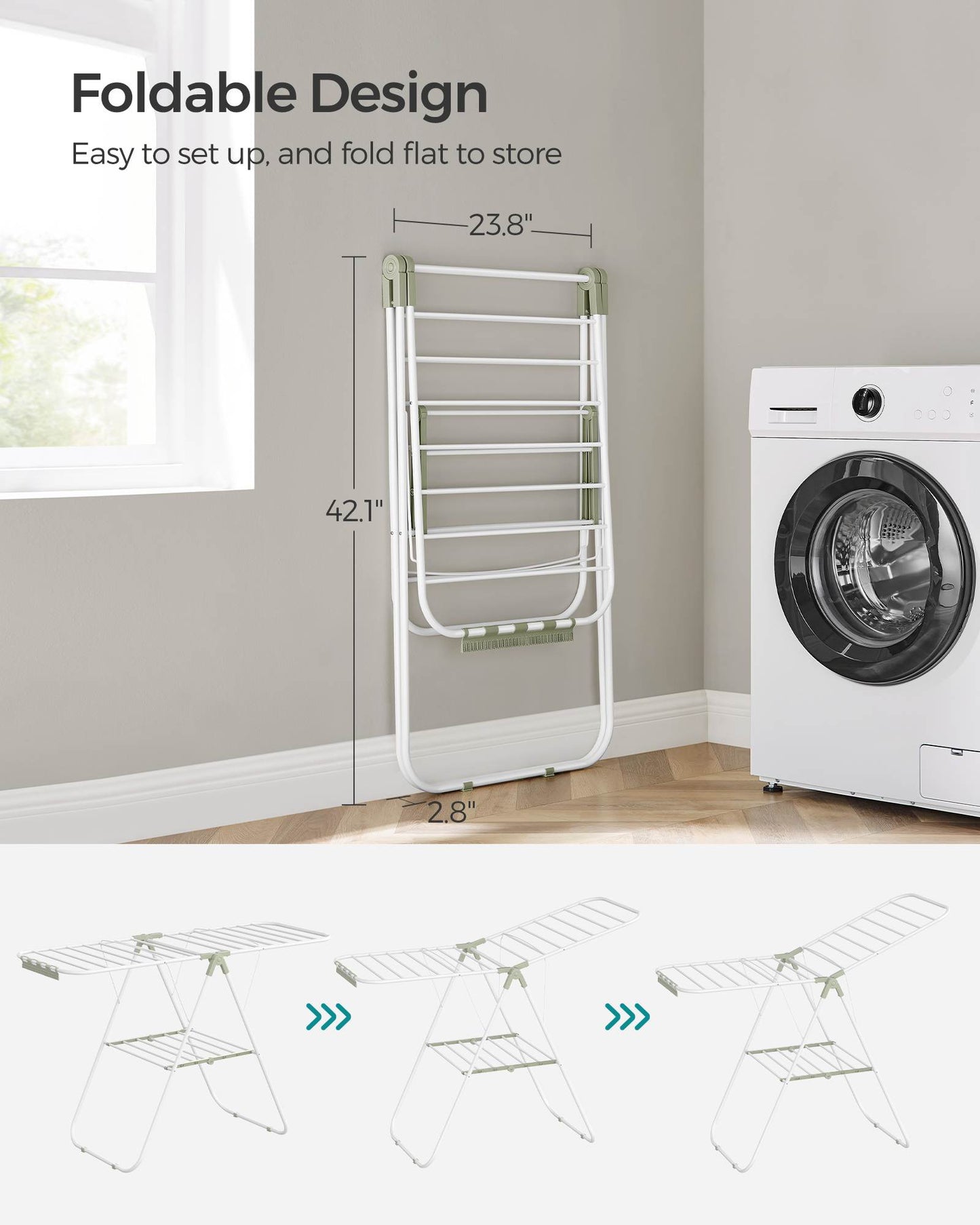 Clothes Drying Rack with Sock Clips - HWLEXTRA 