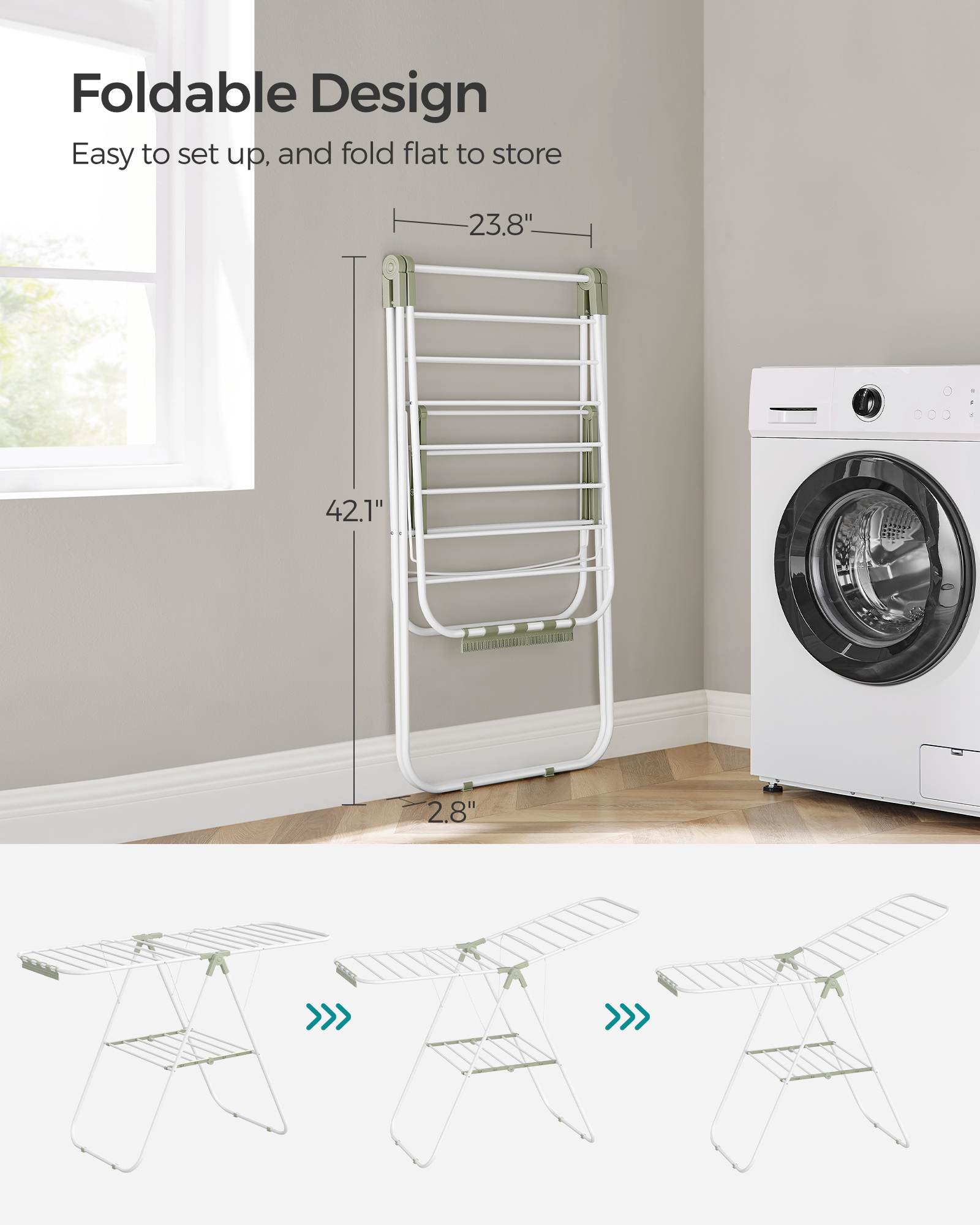 Clothes Drying Rack with Sock Clips - HWLEXTRA 