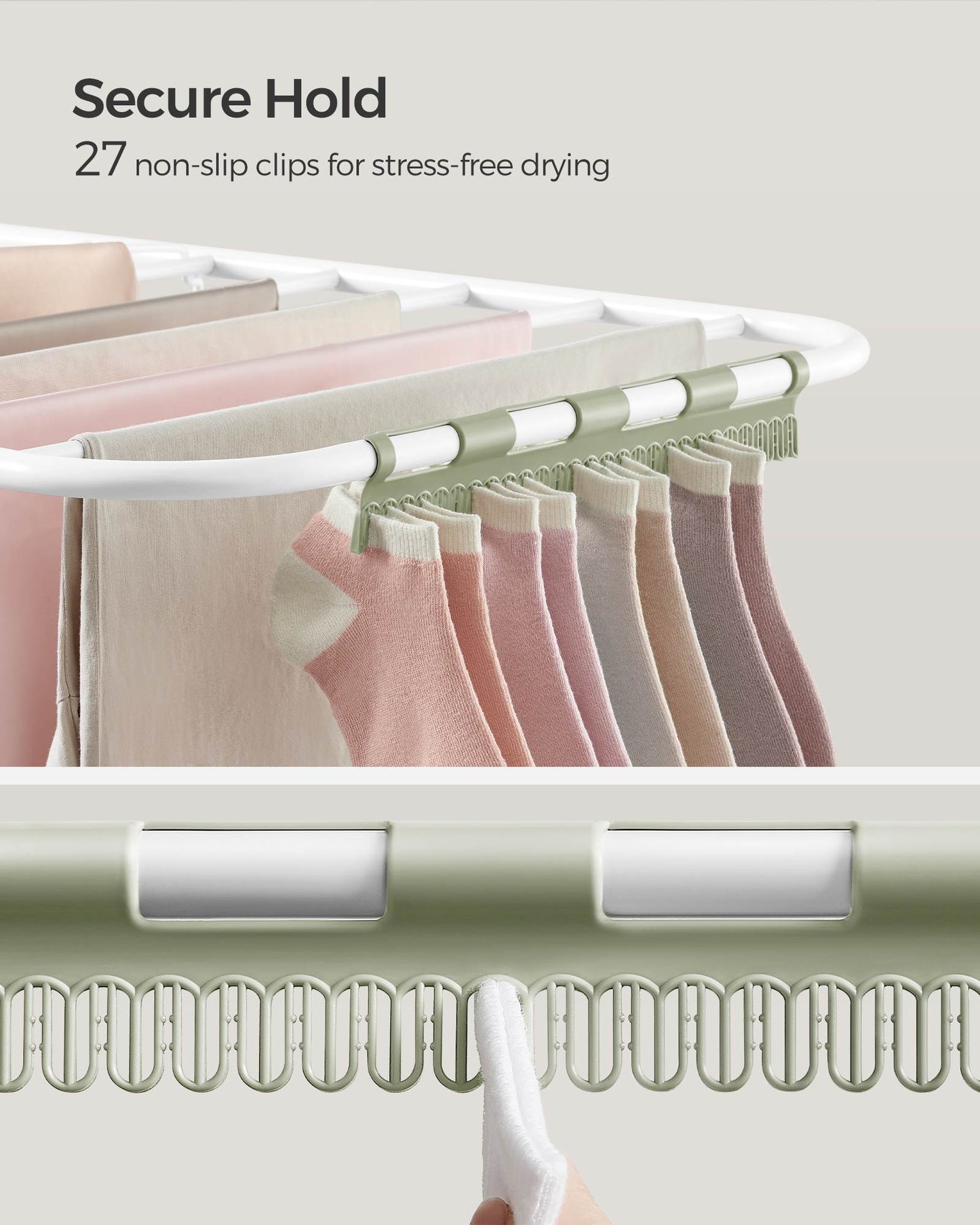 Clothes Drying Rack with Sock Clips - HWLEXTRA 
