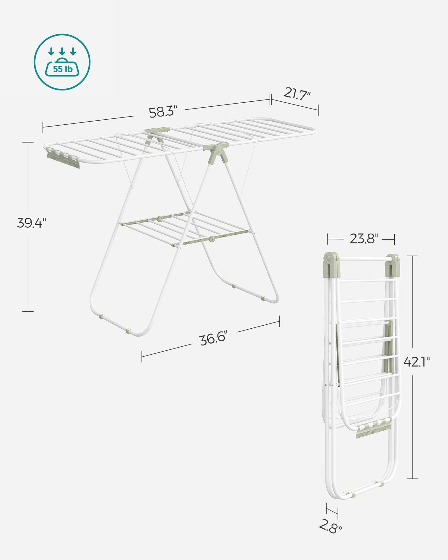 Clothes Drying Rack with Sock Clips - HWLEXTRA 