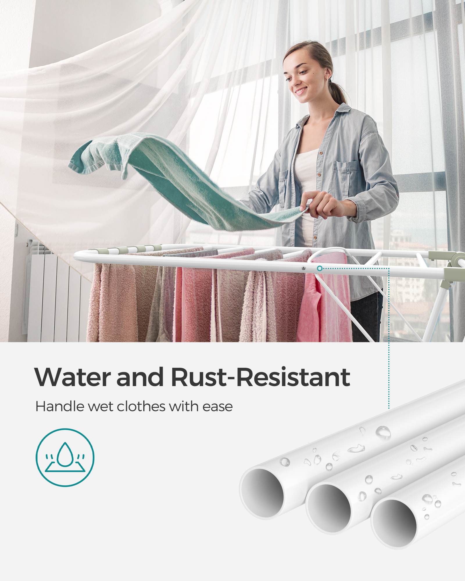 Clothes Drying Rack with Sock Clips - HWLEXTRA 