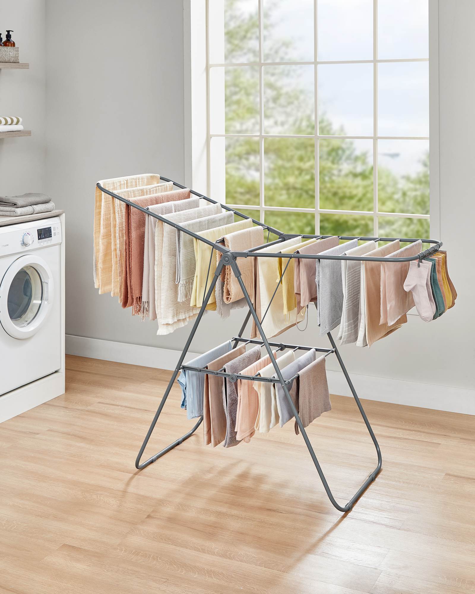 Clothes Drying Rack with Sock Clips - HWLEXTRA 