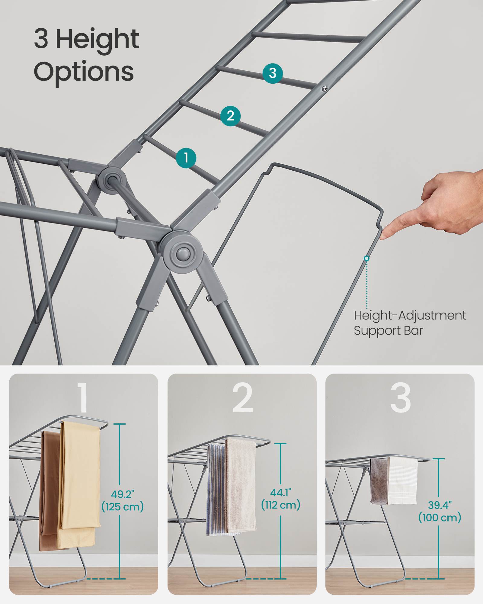 Clothes Drying Rack with Sock Clips - HWLEXTRA 