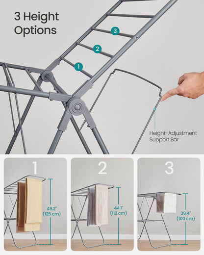 Clothes Drying Rack with Sock Clips - HWLEXTRA 