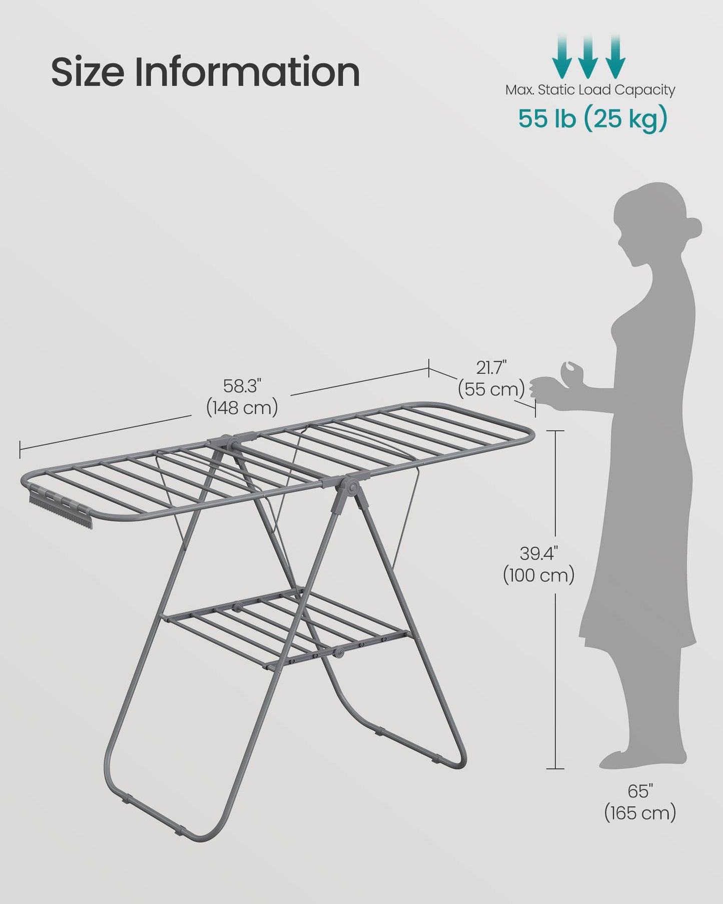 Clothes Drying Rack with Sock Clips - HWLEXTRA 