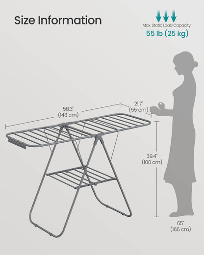 Clothes Drying Rack with Sock Clips - HWLEXTRA 
