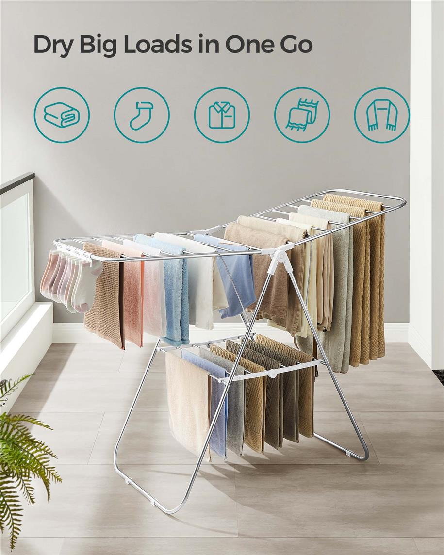 Clothes Drying Rack with Sock Clips - HWLEXTRA 