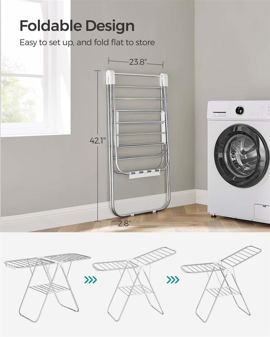 Clothes Drying Rack with Sock Clips - HWLEXTRA 