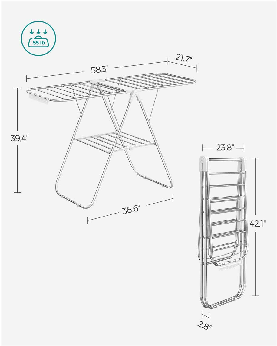 Clothes Drying Rack with Sock Clips - HWLEXTRA 