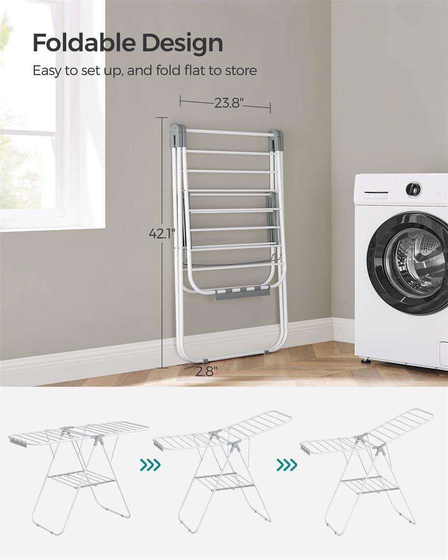 Clothes Drying Rack with Sock Clips - HWLEXTRA 