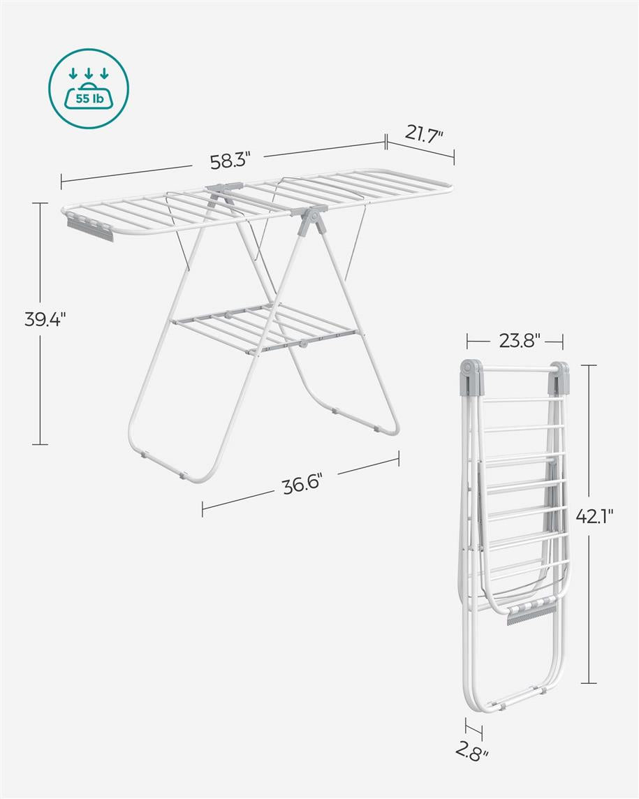 Clothes Drying Rack with Sock Clips - HWLEXTRA 