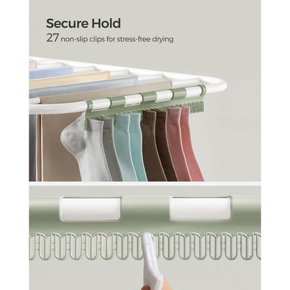Foldable 2-Level Clothes Drying Rack with Height-Adjustable Wings