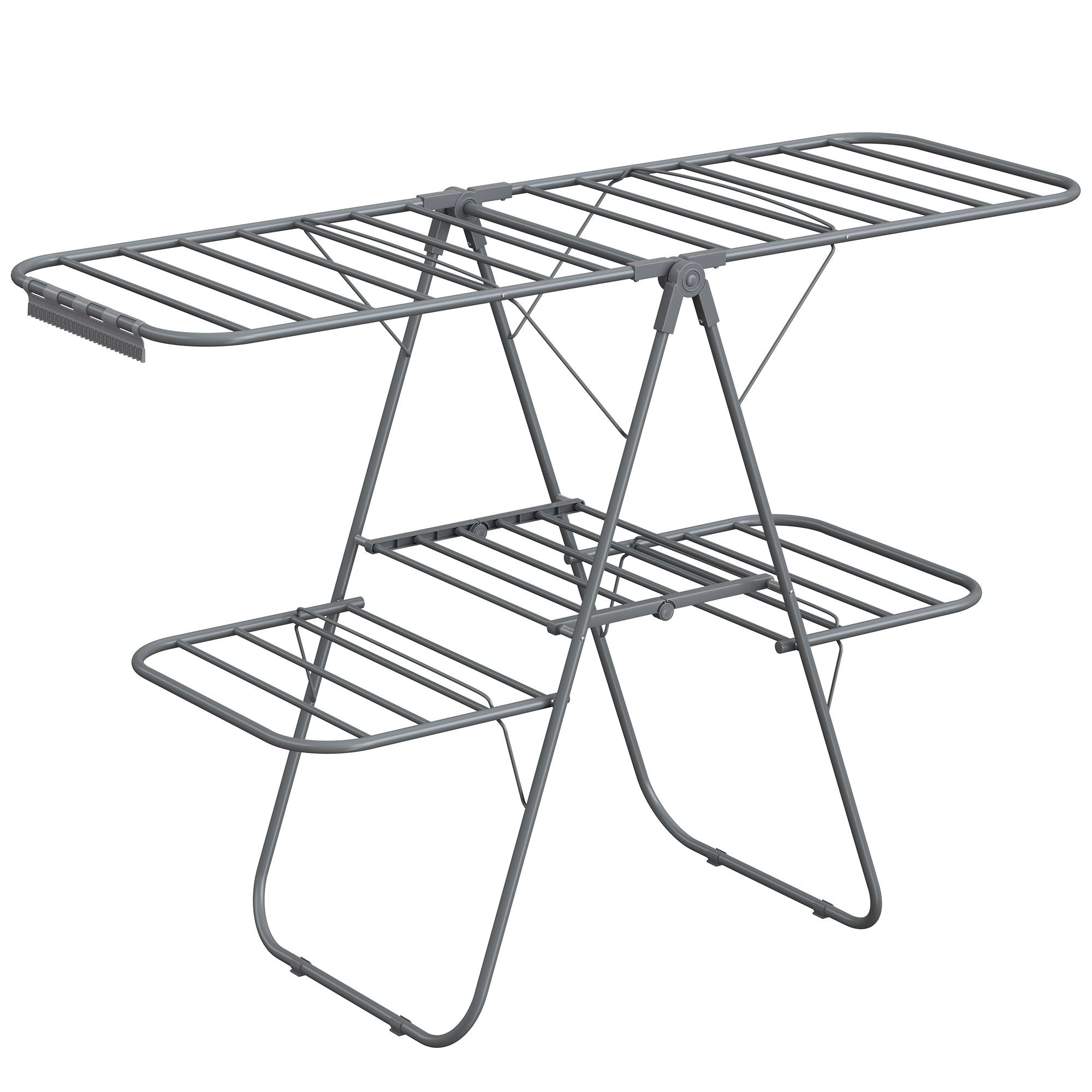 Clothes Drying Rack, Foldable 2-Level Laundry Drying Rack, Gray