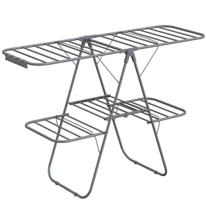 Clothes Drying Rack, Foldable 2-Level Laundry Drying Rack, Gray