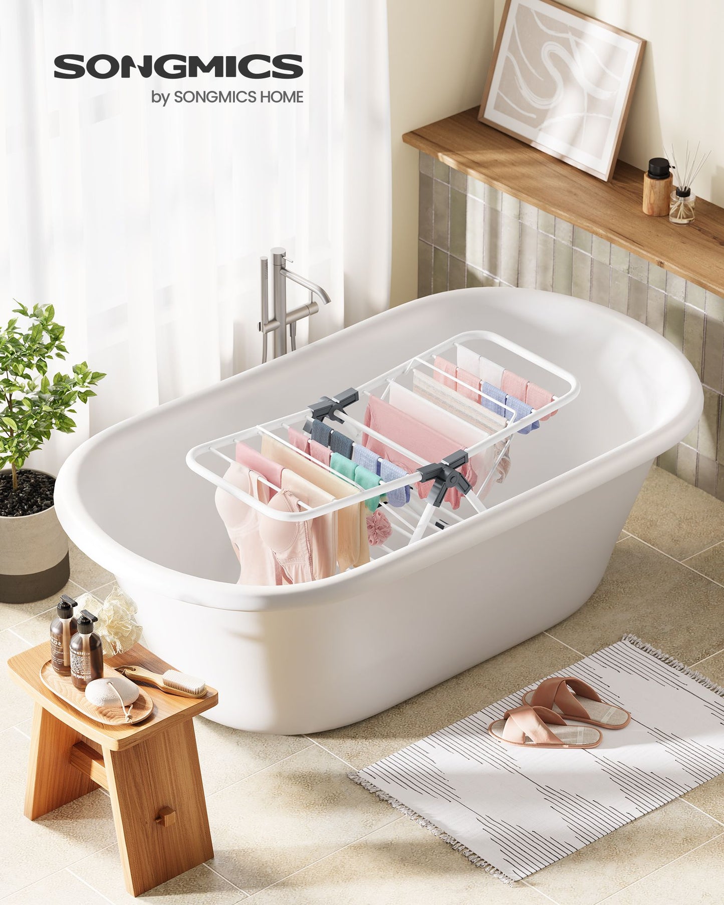 Small Foldable 2-Level Clothes Drying Rack - HWLEXTRA 