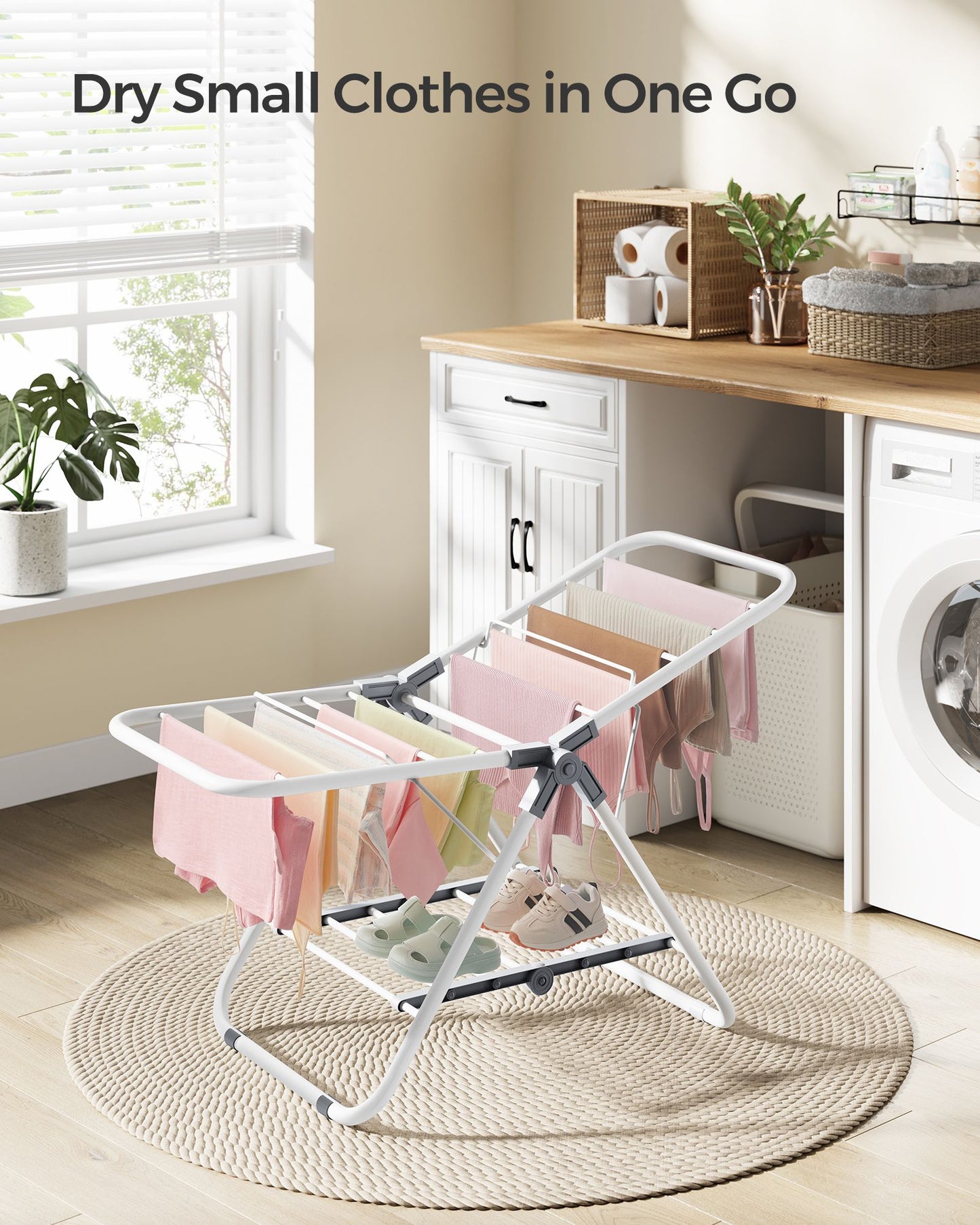 Small Foldable 2-Level Clothes Drying Rack - HWLEXTRA 