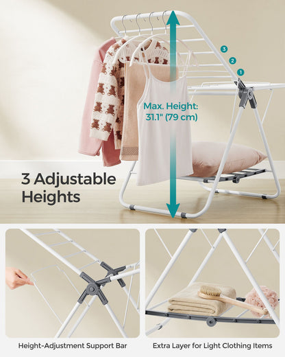 Small Foldable 2-Level Clothes Drying Rack - HWLEXTRA 