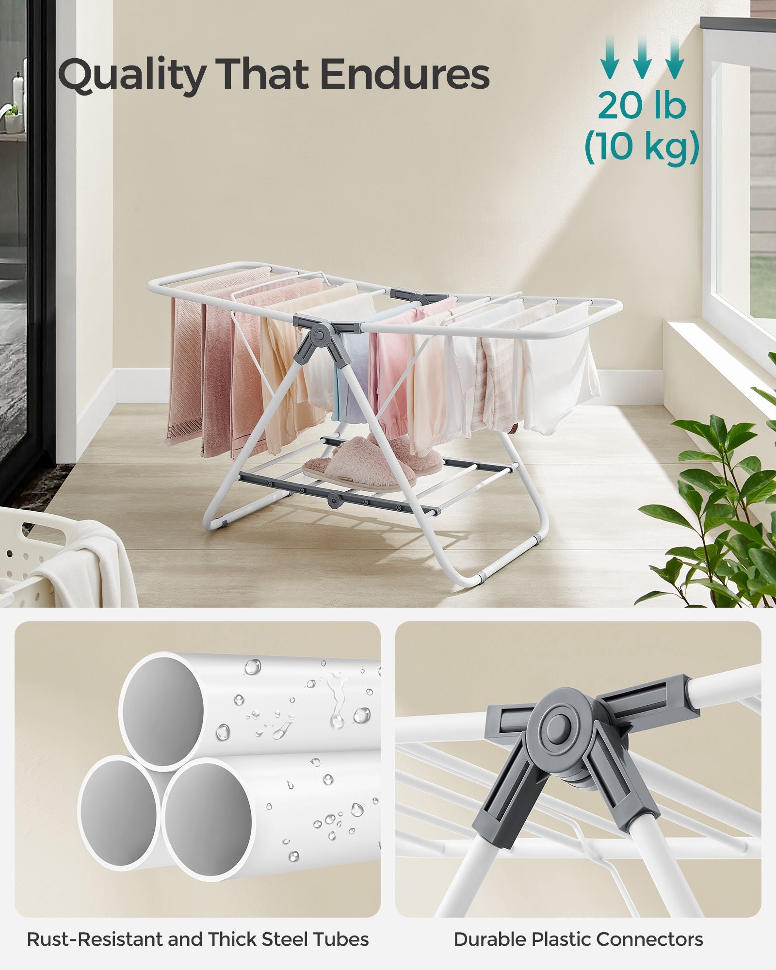 Small Foldable 2-Level Clothes Drying Rack - HWLEXTRA 