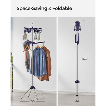 2-Tier Clothes Drying Rack Blue and Silver