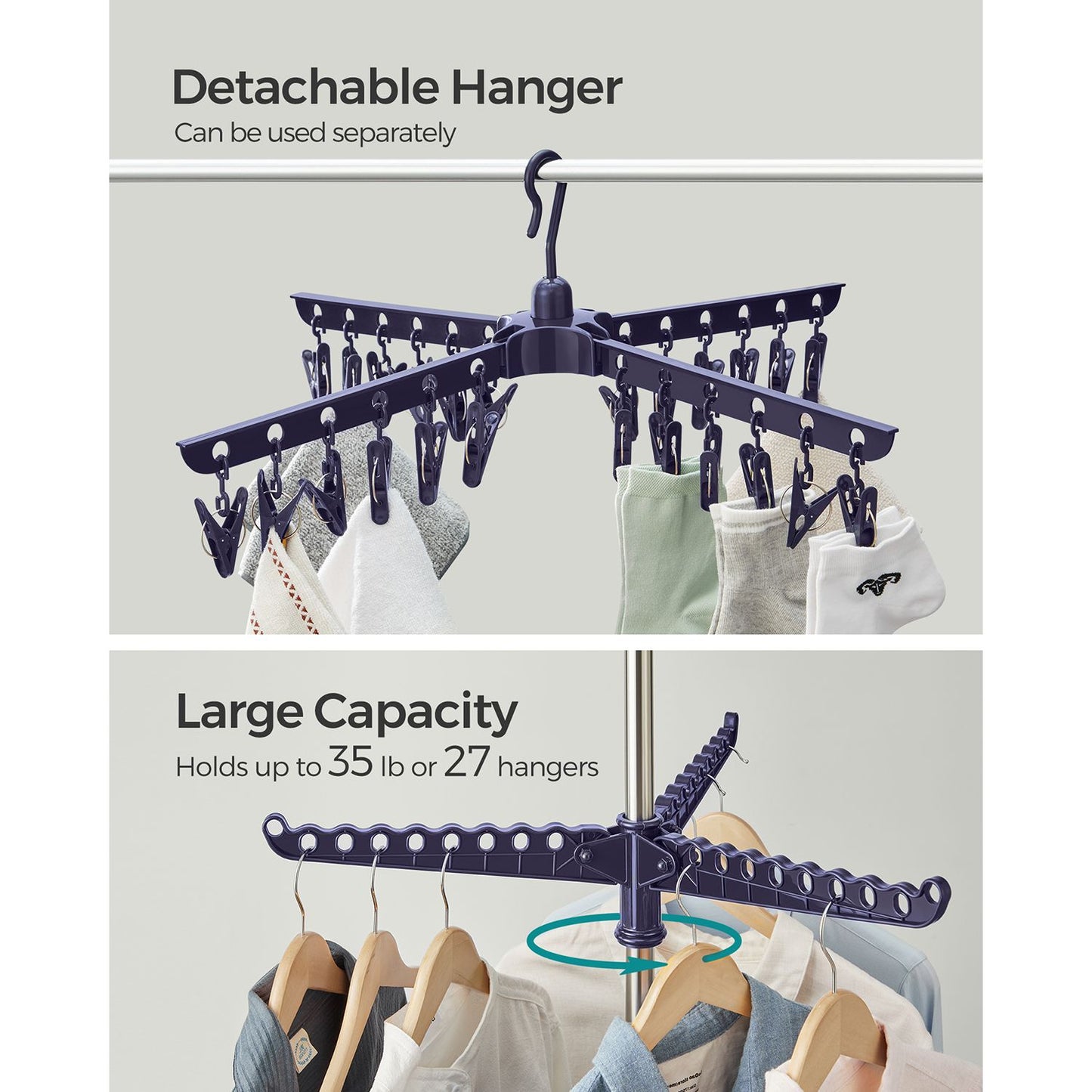 2-Tier Clothes Drying Rack Blue and Silver