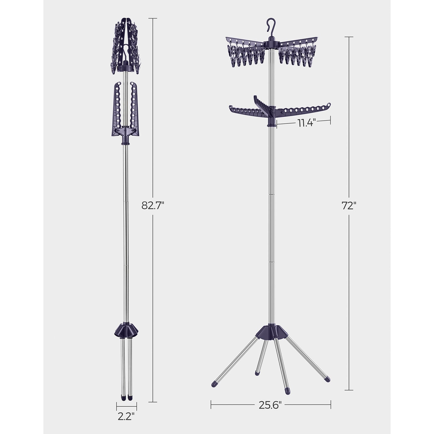 2-Tier Clothes Drying Rack Blue and Silver