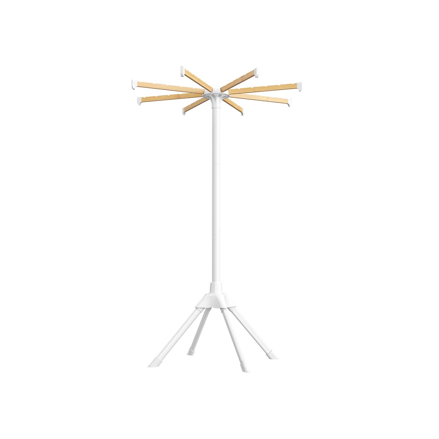 Foldable clothes drying rack with bamboo rods for indoor laundry