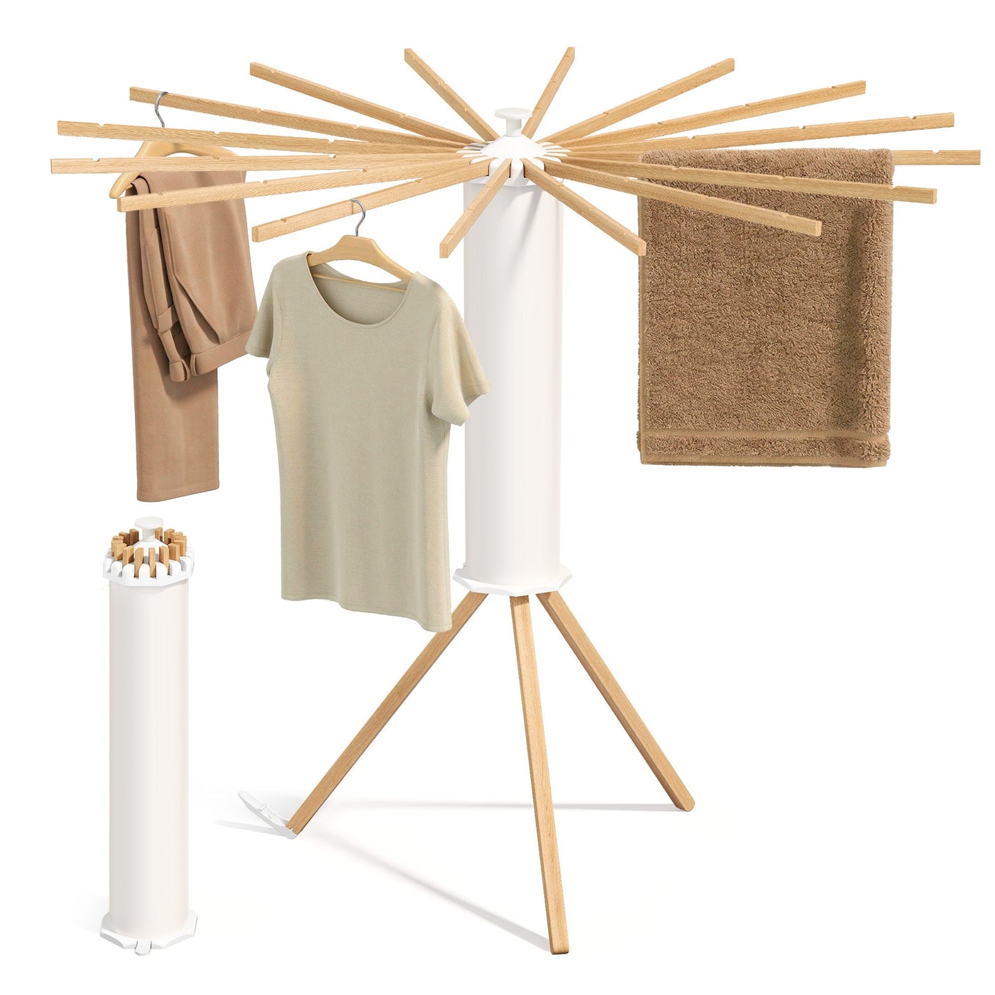 Foldable Rotary Laundry Drying Rack for Indoor & Outdoor Use with 16 Pull-Out Arms - image 13