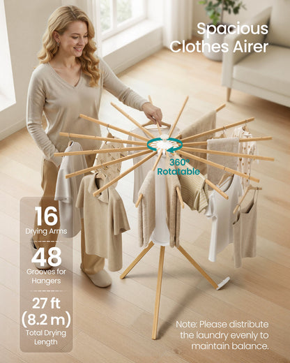 Foldable Rotary Laundry Drying Rack for Indoor & Outdoor Use with 16 Pull-Out Arms - image 3