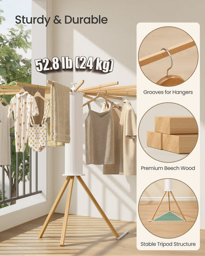 Foldable Rotary Laundry Drying Rack for Indoor & Outdoor Use with 16 Pull-Out Arms - image 4