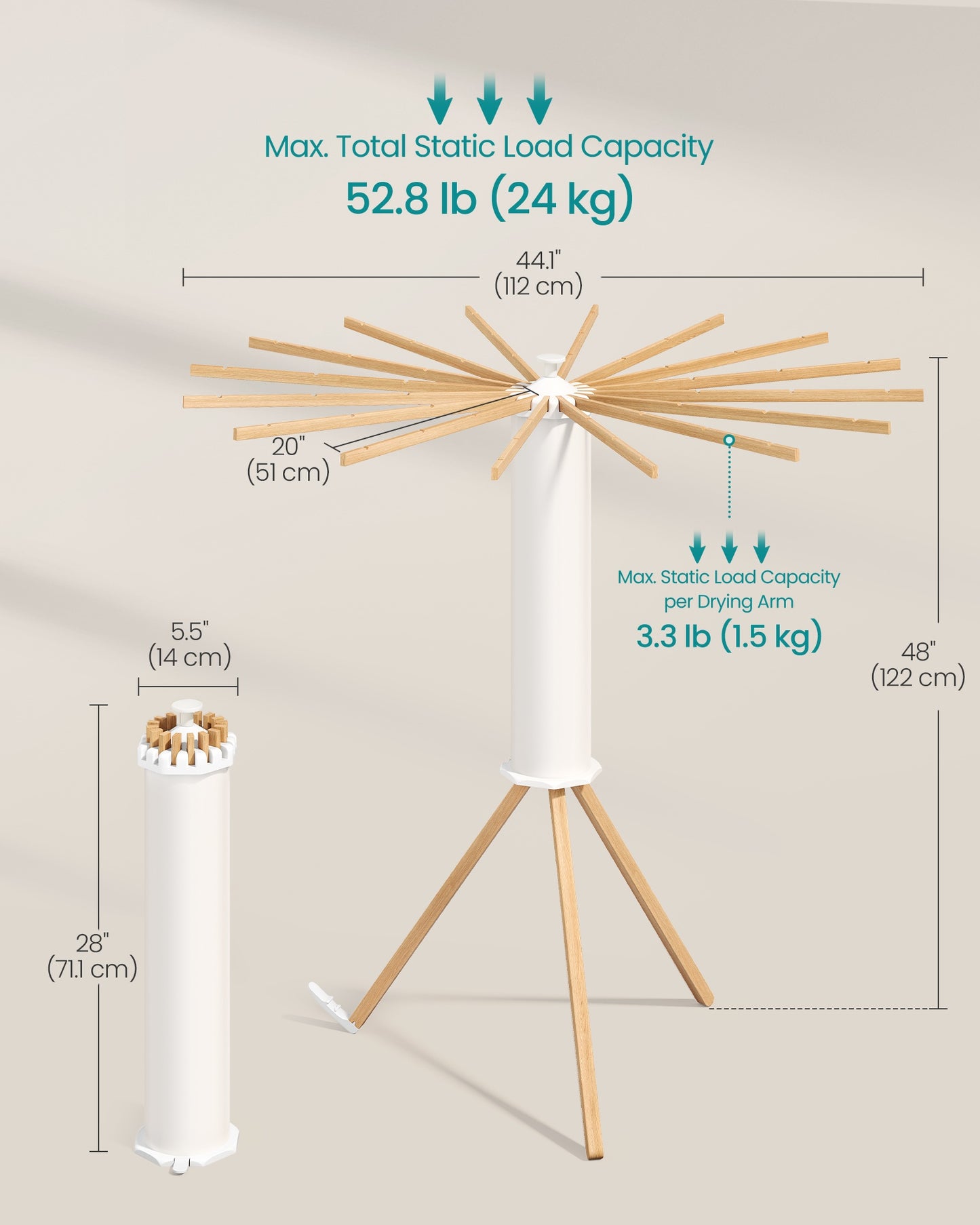 Foldable Rotary Laundry Drying Rack for Indoor & Outdoor Use with 16 Pull-Out Arms - image 6